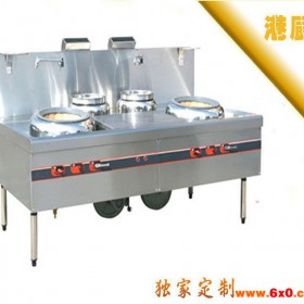 不锈钢双头燃气炒炉 厨房设备 商用不锈钢双头炊具 酒店设备厨