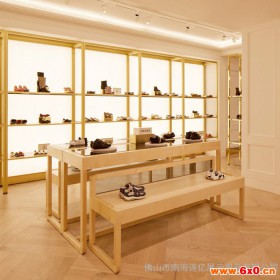 工厂定制鞋店鞋架展示架靠墙金属鞋子陈列展示架多层木质高低流水台