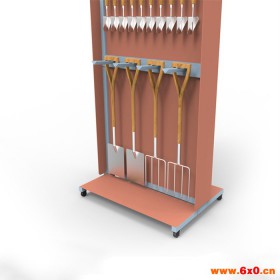 定做金属园艺铲子展示架 不锈钢折叠铲超市货架 双面手动工具展架