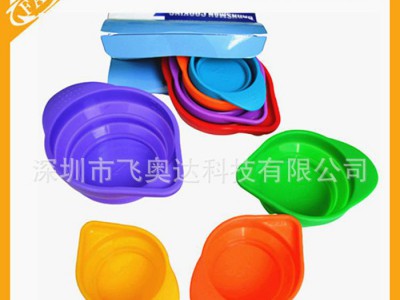 硅胶四件套伸缩折叠量杯 硅胶厨房用品 测量工具