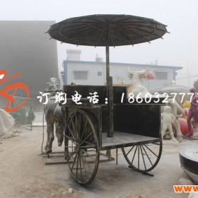 广东康大雕塑定制 家居风水 铜马车 小牛拉车