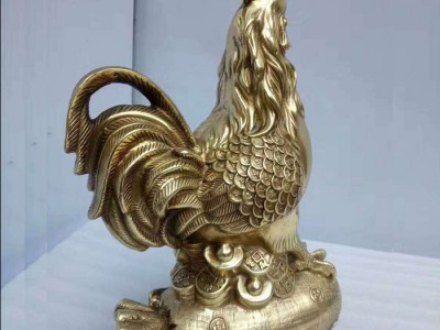 卫恒铜雕 厂家铸造纯铜鸡动物雕塑 