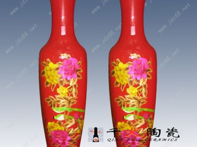 供应中国红陶瓷大花瓶 家居摆件大瓷