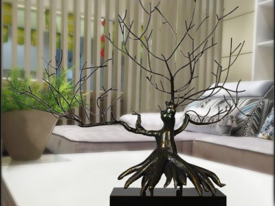 金属创意植物摆件复古铜树软装家居