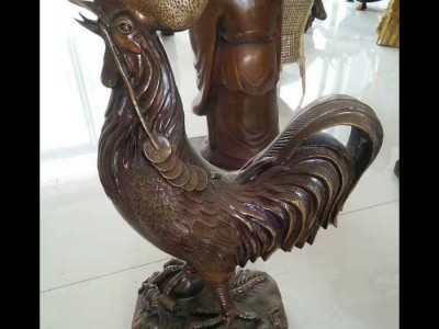 卫恒铜雕 厂家铸造纯铜鸡动物雕塑 