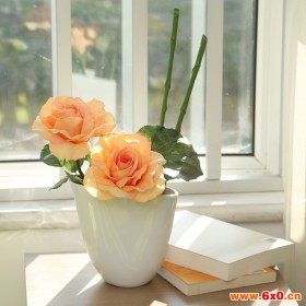 供应批发陶瓷斜口白色小花瓶现代简约家居装饰品