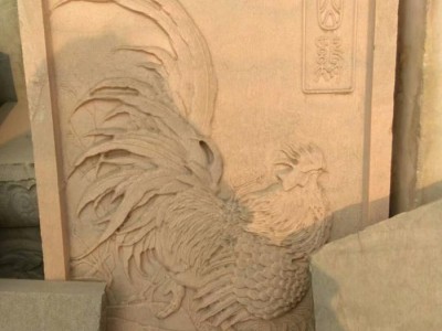 石雕浮雕公鸡酉鸡十二生肖动物石雕