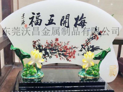 珐琅彩陶瓷摆件 手绘花瓶加金属配件 家居会所插花 合金装饰 加工