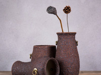 火与泥陶瓷P2 陶瓷花瓶复古创意家居摆件