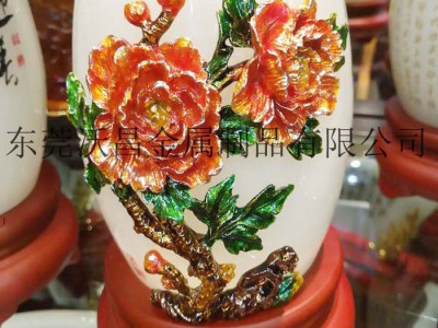 生产花瓶陶瓷镶合金属花插 家居饰品 客厅 玄关 桌面 摆件 珐琅彩