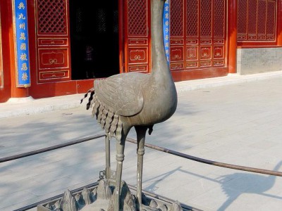 卫恒铜雕厂家制作一米 家居铜鹤登龟景观雕塑
