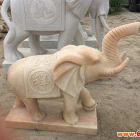 石雕大象晚霞红石象小象一对石象招财镇宅风水家居摆件