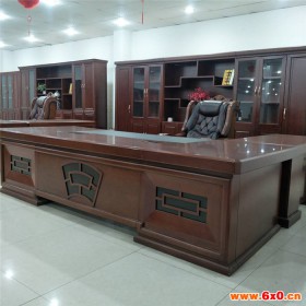 万军济宁本地销售 办公桌实木贴皮 大班桌 现代办公家具 会议室办公桌