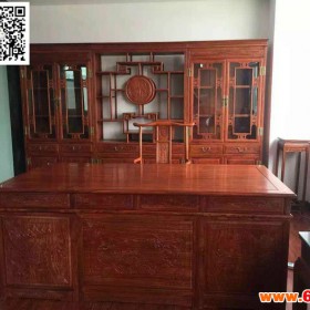 东阳红木市场，鲁创红木家具办公系列 明式办公桌  红木家具  花鸟办公桌