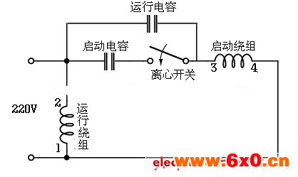 电容启动运转型接线电路