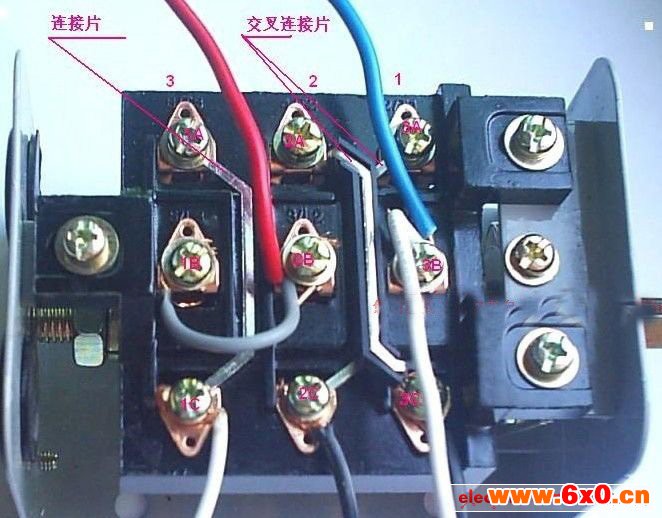 实际的倒顺开关与电机接线图