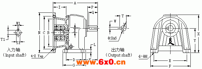 CVM型：立式直结型齿轮减速机的外形尺寸图