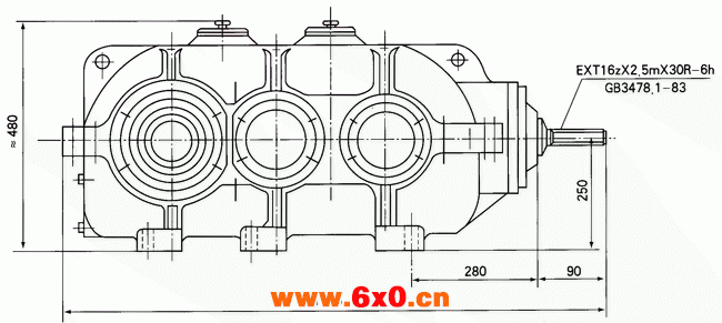 SPJ-800型矿用减速器外型结构尺寸