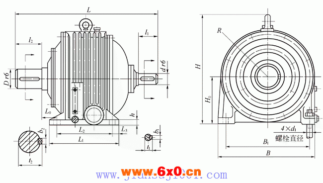 NGW单级减速器外形尺寸
