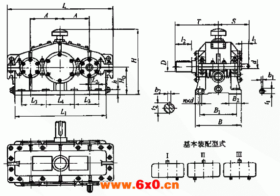 RH型二环减速器外形尺寸(JB－T10299-2001) 