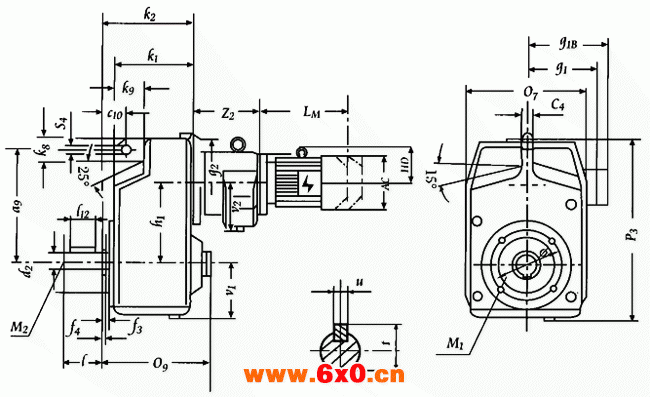 YCPJ160+VU2-YCPJ290+VU8 轴伸式加附加级联接安装及外形尺寸