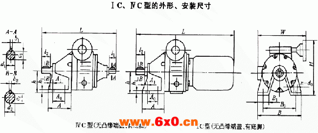 D型行星锥盘无级变速器外形安装尺寸