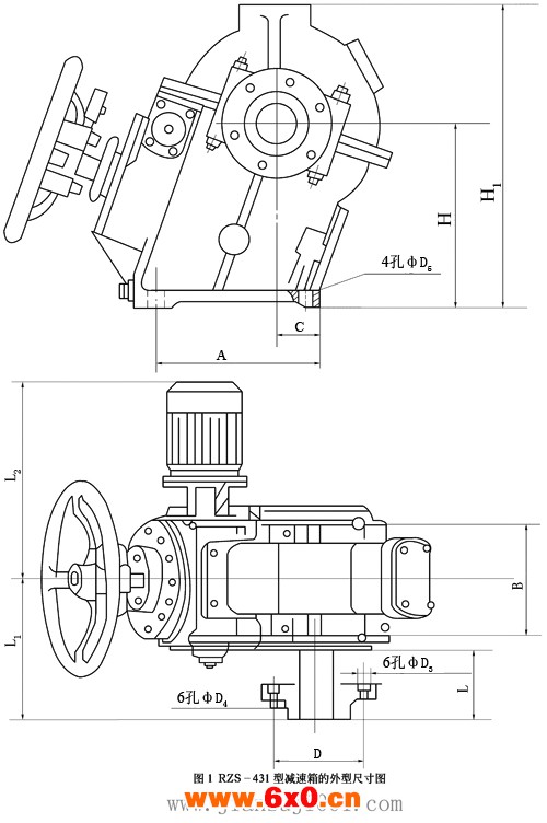 中频电炉用系列减速机外形尺寸（RZS431）