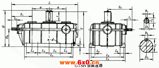 GTSH300、GTSH350、GTSH400、GTSH450型三环减速机型式与主要尺寸YB/T79-1995