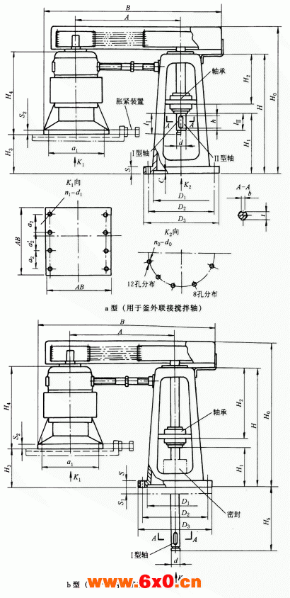YP型带传动减速器外形尺寸