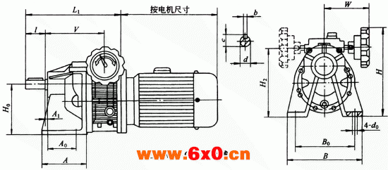 MBQW-Y-CT型变减速器主要尺寸Q/ZTB01-2001