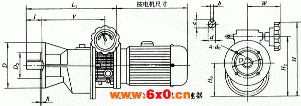 MBQL(F)-Y-2C型变减速器主要尺寸Q/ZTB01-2001