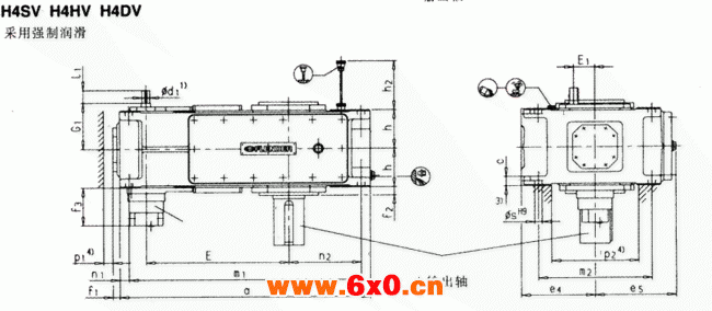 平行轴齿轮箱四级传动立式安装（类型H4.V）