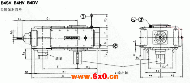 直交轴齿轮箱四级传动立式安装（类型B4.V）