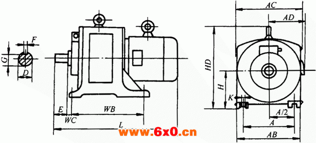 YCTF系列风机、泵用电磁调速异步电动机外形尺寸（H100～355mm）