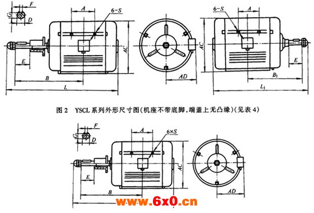 YSCL、YLZC系列冷却塔专用低噪声三相异步电动机外形及安装尺寸