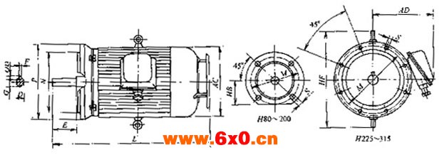 Y-H系列船用三相异步电动机(IP44)外形及安装尺寸