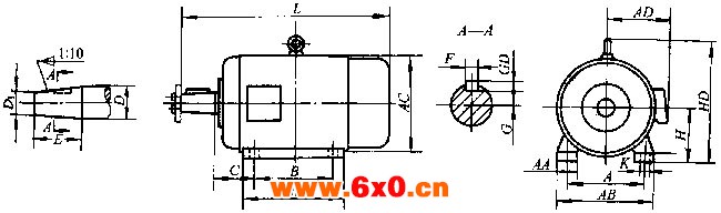 YCY系列（IP44）抽油机用三相异步电动机外形及安装尺寸