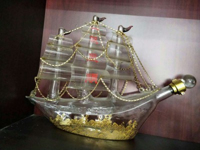 海盗船造型玻璃酒瓶古巴大船玻璃酒