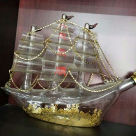 海盗船造型玻璃酒瓶古巴大船玻璃酒瓶船造型醒酒器玻璃红酒器