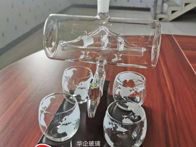 大帆船造型醒酒器吹制手工直管船玻璃酒瓶异形工艺酒瓶