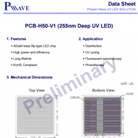 PW255nmPCB-H50-V1深紫外UVC芯片80mW