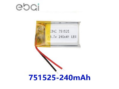 EBAI锂电池751525 3.7v 240h蓝牙耳机  小灯具锂电池