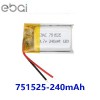 EBAI锂电池751525 3.7v 240h蓝牙耳机  小灯具锂电池