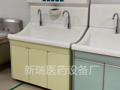 医用高分子洗手池双人位高背板 鹅颈式水龙头