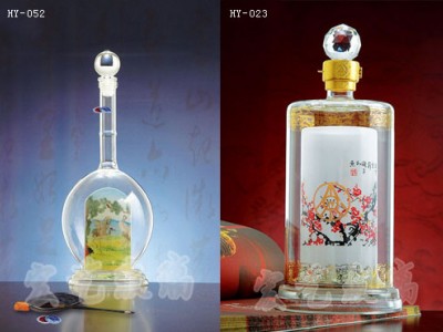 天津玻璃工艺酒瓶加工企业-宏艺玻璃制品厂价订购内画酒瓶