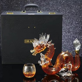 河间华企十二龙造型酒瓶高硼硅玻璃酒瓶异形玻璃工艺酒瓶包装
