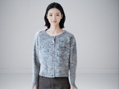 温碧霞自创IRENENA服装小香风毛衣开衫女气质短款外套