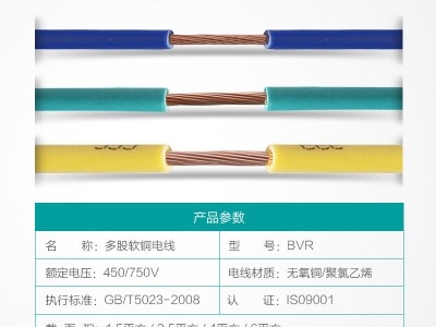 电线电缆 BVR多芯软铜电线生产厂家  工程用